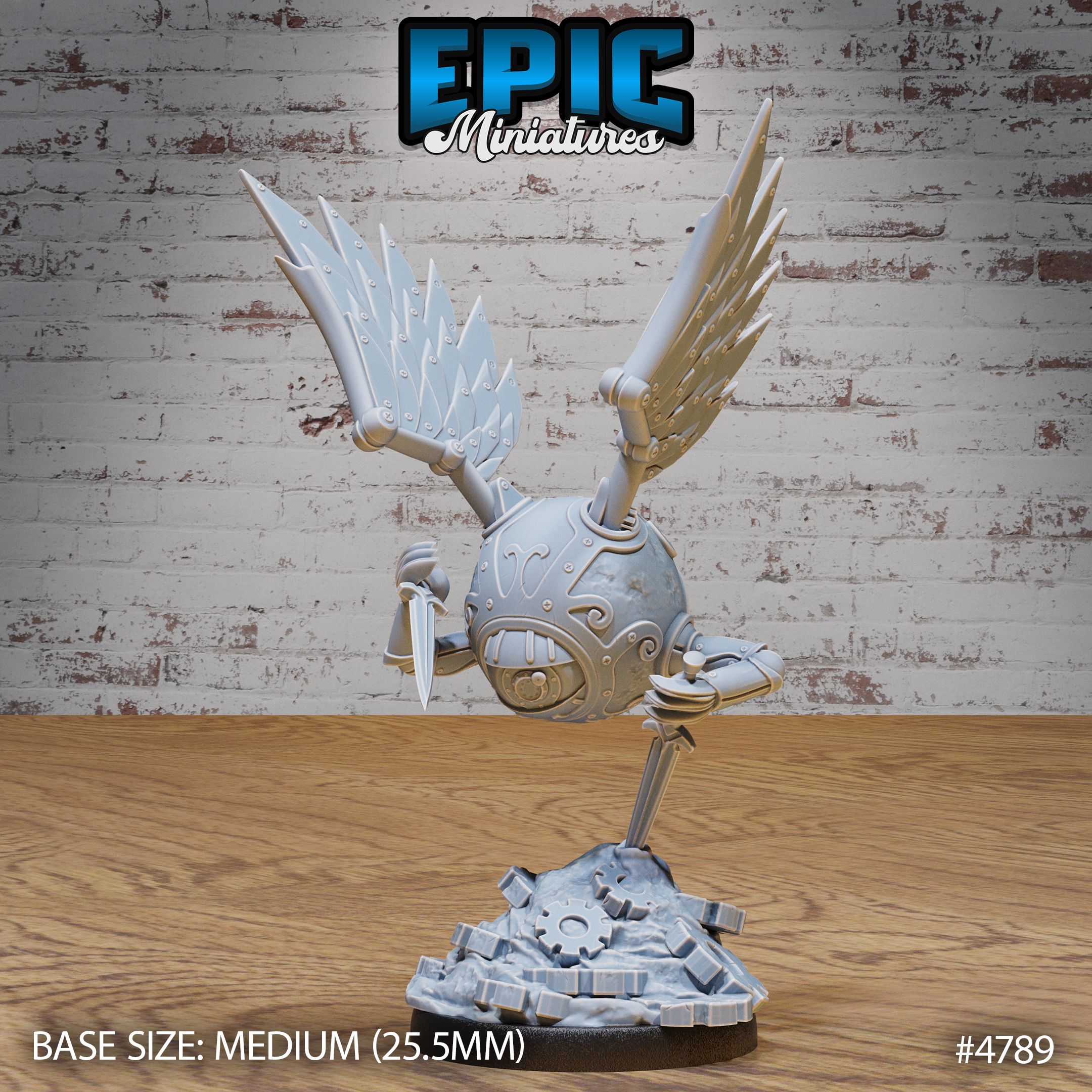 Clockwork Mono Drone Winged / Steam Servant / Warrior Control Mechanism / Infantry Machine / Humanoid Steampunk Battle Construct / Evil Steel Fighter / Automaton Fighter / War Robot / Society Technology Encounter